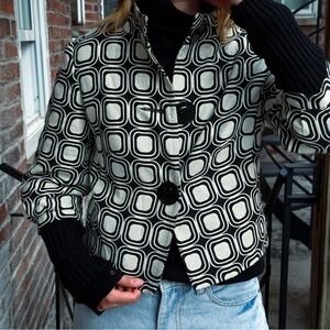 Zara Monochrome Square Pattern Blazer